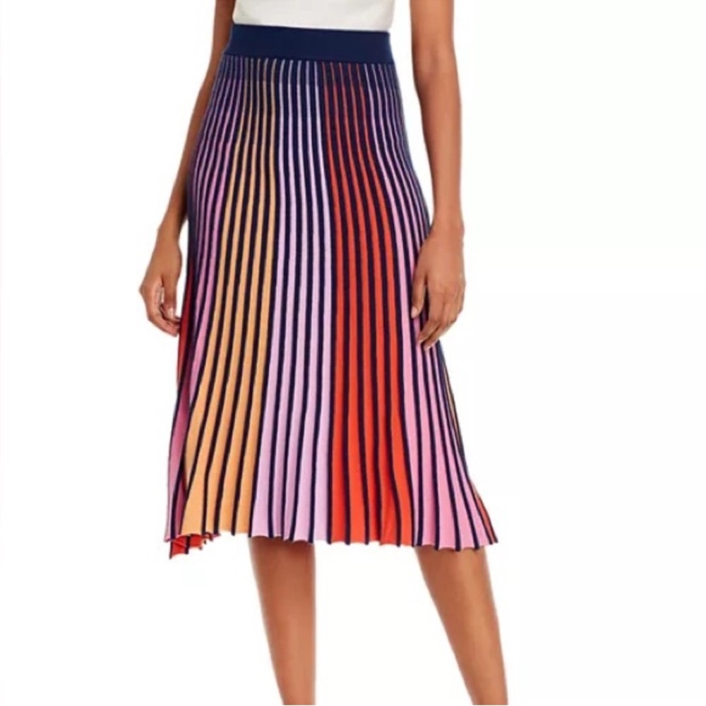 525 America Rainbow Pleated Knit Midi Skirt